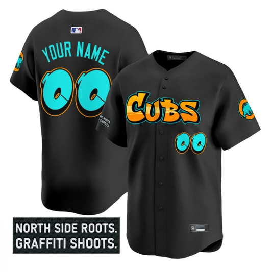 Custom Chicago Cubs Jersey Graffiti North Side Edition Stitched Black by My Store