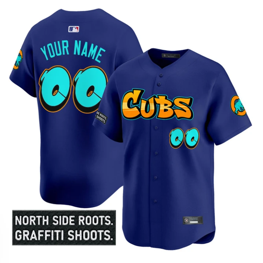 Custom Chicago Cubs Jersey Graffiti North Side Edition Stitched Royal by My Store