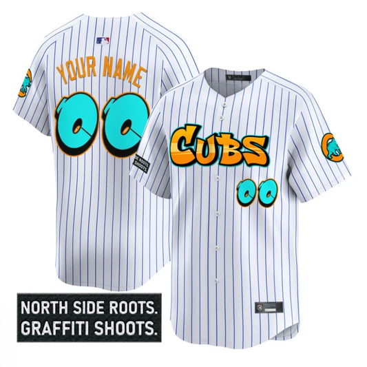 Custom Chicago Cubs Jersey Graffiti North Side Edition Stitched White by My Store
