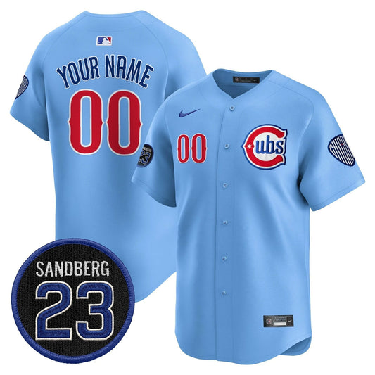 Custom Chicago Cubs Jersey Ryne Sandberg Tribute Stitched Blue by My Store