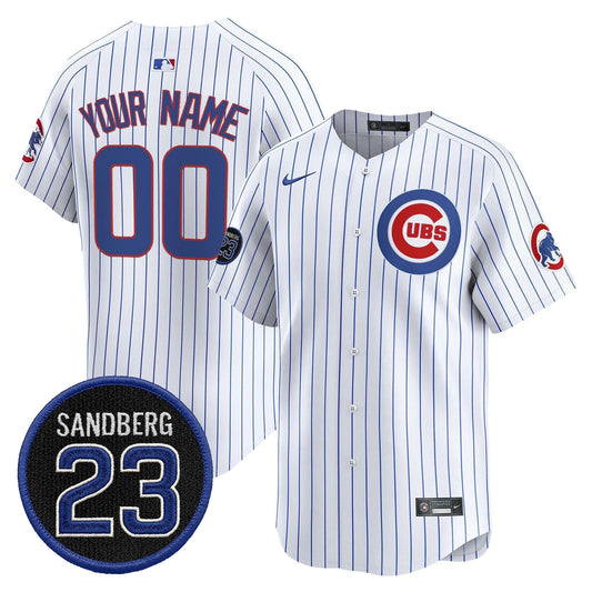 Custom Chicago Cubs Jersey Ryne Sandberg Tribute Stitched Stripes by My Store