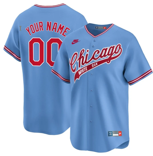 Custom Chicago White Sox Jersey Name and Number Light Blue All Stitched by My Store