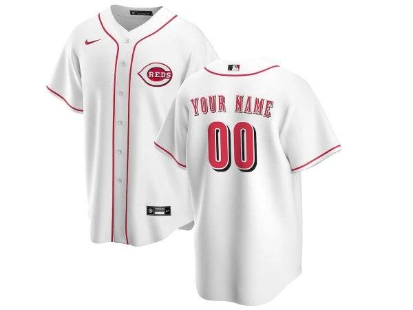 Custom Cincinnati Reds Cool Base Jersey - White by My Store