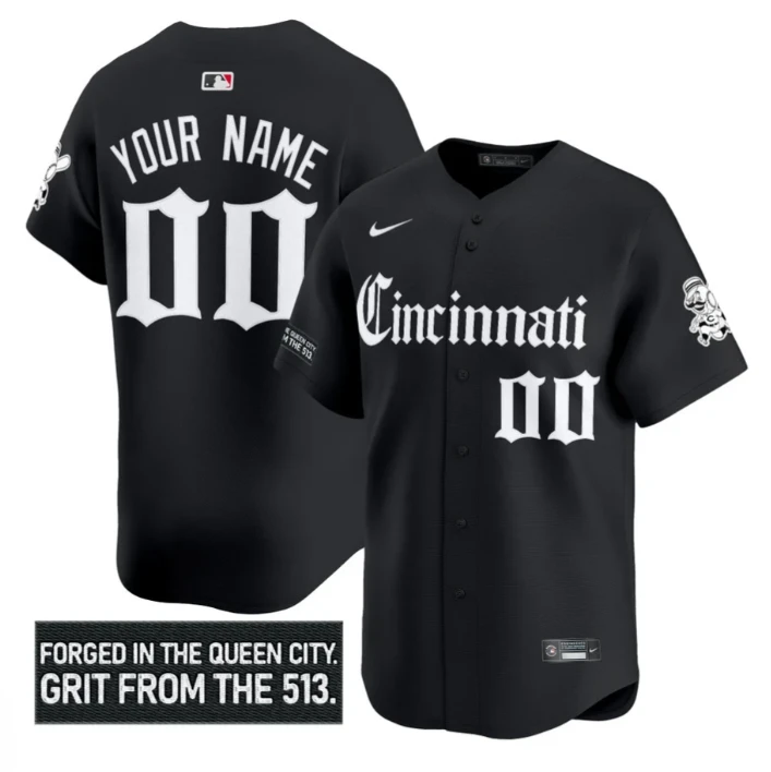 Custom Cincinnati Reds Jersey Gothic Queen City Edition Stitched Black by My Store