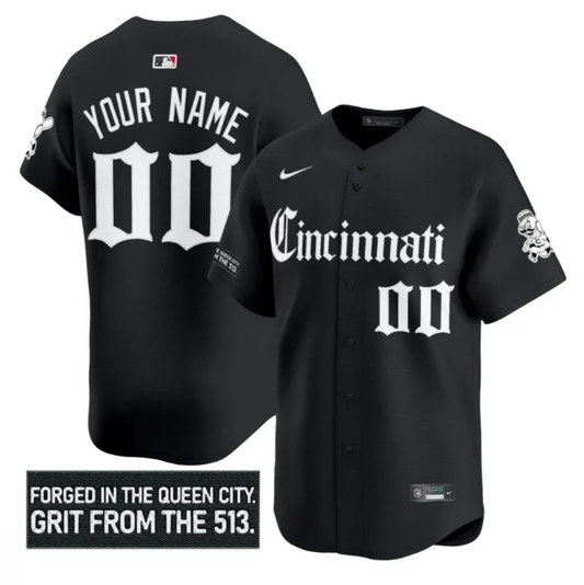 Custom Cincinnati Reds Jersey Gothic Queen City Edition Stitched Black by My Store