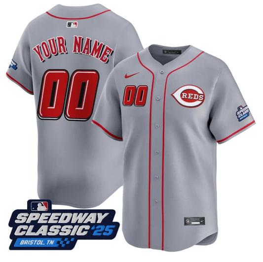 Custom Cincinnati Reds Jersey Name, Number Speedway Classic Stitched Gray by My Store