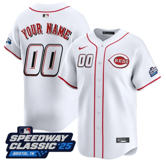 Custom Cincinnati Reds Jersey Name, Number Speedway Classic Stitched White by My Store