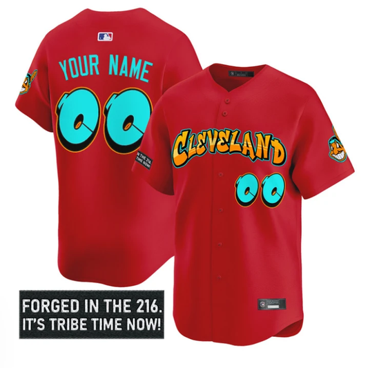 Custom Cleveland Indians Jersey Graffiti 216 Ink Edition Stitched Red by My Store