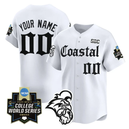 Custom Coastal Carolina Jersey 2025 World Series Gothic Edition Stitched White by My Store