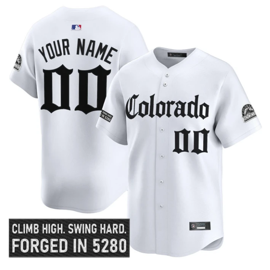 Custom Colorado Rockies Jersey Gothic Mile High Shadows Edition Stitched White by My Store