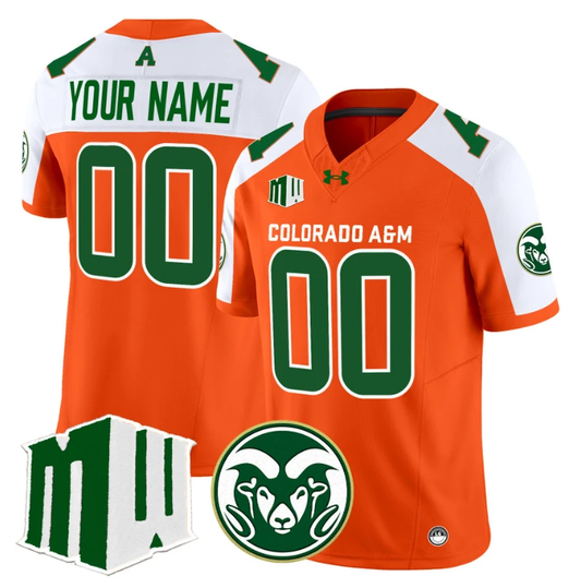 Custom Colorado State Rams Jersey 2024 Vapor Limited Stitched Orange Alternate by NCAA Football Jersey