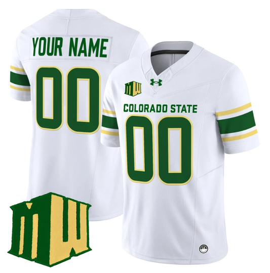 Custom Colorado State Rams Jersey 2024 Vapor Limited Stitched White by NCAA Football Jersey