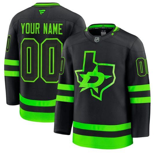 Custom Dallas Stars Premium Jersey Name and Number All Stitched Black by Hockey David