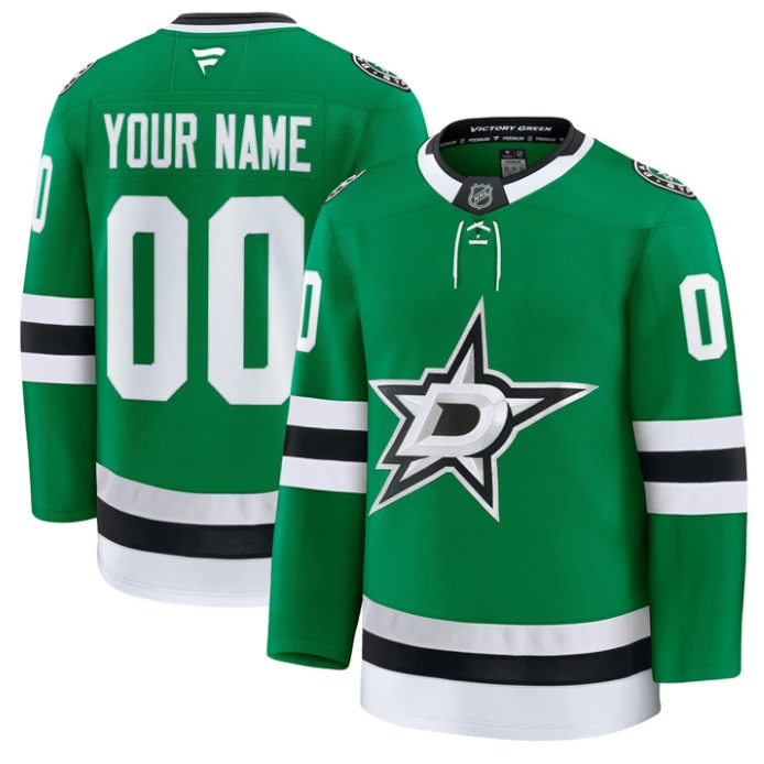 Custom Dallas Stars Premium Jersey Name and Number All Stitched Kelly Green by Hockey David