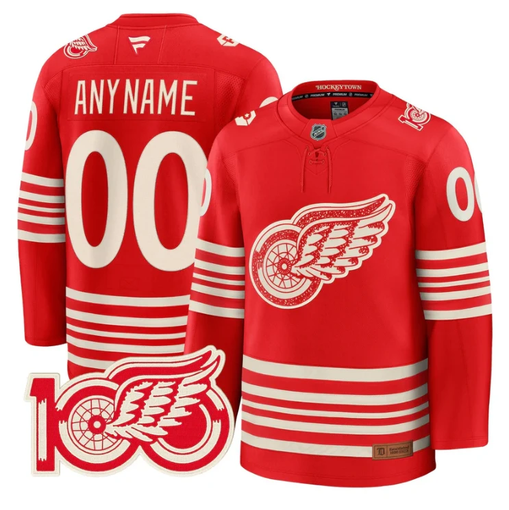 Custom Detroit Red Wings Jersey Centennial Season Premium All Stitched by Hockey David
