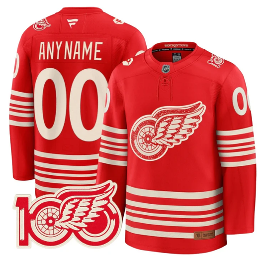 Custom Detroit Red Wings Jersey Centennial Season Premium All Stitched by Hockey David