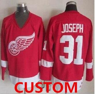 Custom Detroit Red Wings Red CCM Throwback Stitched NHL Jersey by Hockey David