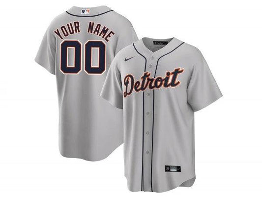 Custom Detroit Tigers Cool Base Jersey - Gray by My Store