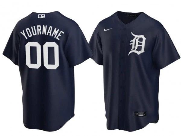 Custom Detroit Tigers Cool Base Jersey - Navy by My Store