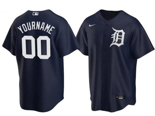 Custom Detroit Tigers Cool Base Jersey - Navy by My Store
