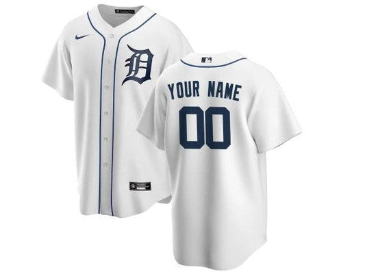 Custom Detroit Tigers Cool Base Jersey - White by My Store
