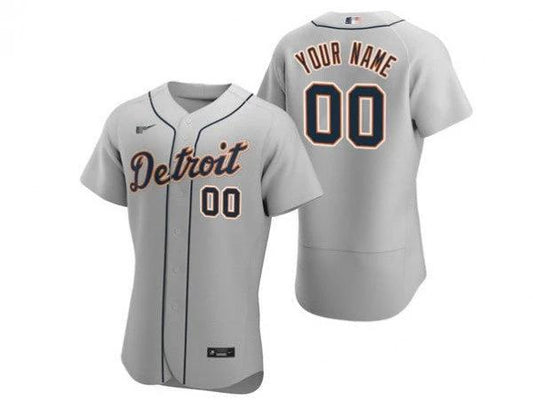 Custom Detroit Tigers Flex Base Jersey - Gray by My Store
