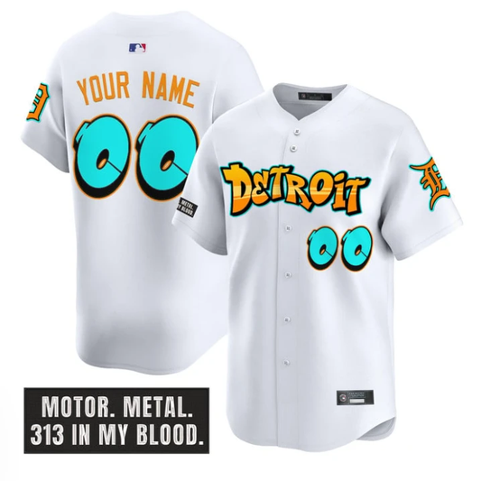 Custom Detroit Tigers Jersey Graffiti Motor City Edition Stitched White by My Store