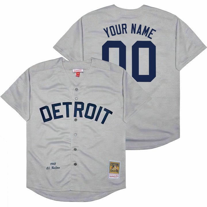 Custom Detroit Tigers Jersey Throwback Cooperstown Collection Stitched Gray by My Store
