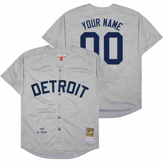Custom Detroit Tigers Jersey Throwback Cooperstown Collection Stitched Gray by My Store
