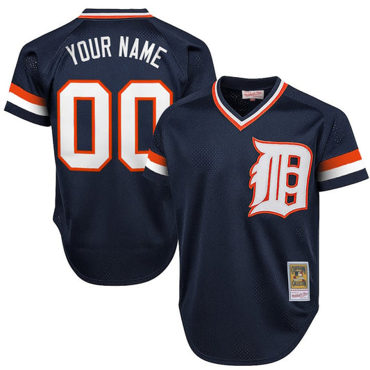 Custom Detroit Tigers Jersey Throwback Cooperstown Collection Stitched Navy by My Store
