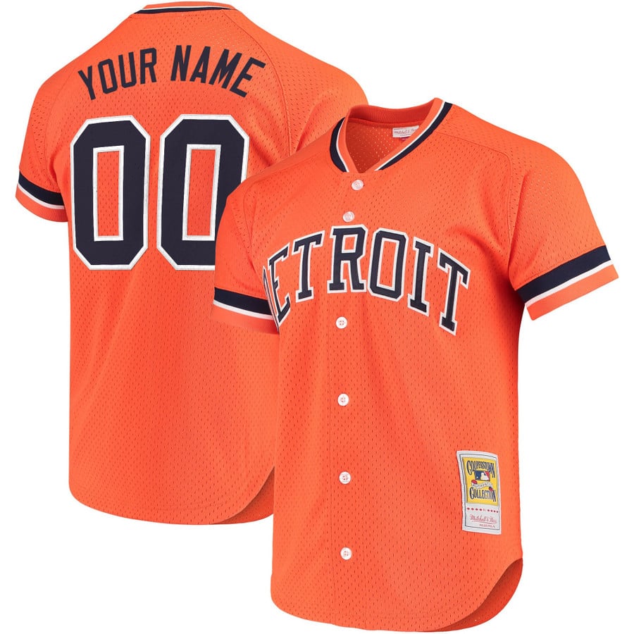 Custom Detroit Tigers Jersey Throwback Cooperstown Collection Stitched Orange by My Store