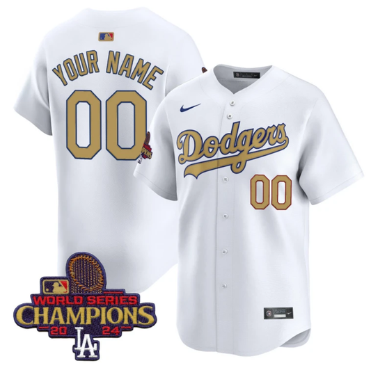 Custom Dodgers Jersey 2025 Gold Vapor Premier Limited Stitched White by My Store