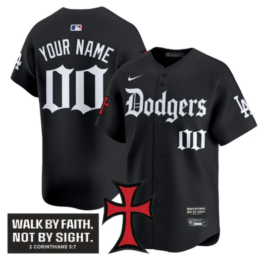 Custom Dodgers Jersey Faith Glory Edition Vapor Premier Limited Stitched Black by My Store