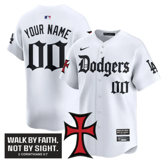 Custom Dodgers Jersey Faith Glory Edition Vapor Premier Limited Stitched White by My Store
