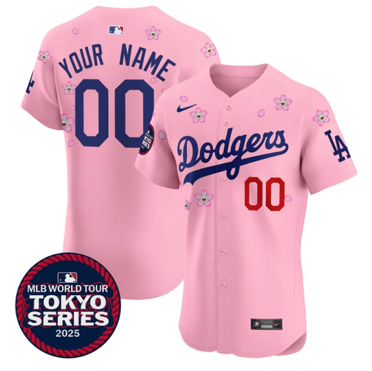 Custom Dodgers Jersey Tokyo Series 2025 Vapor Premier Elite Stitched Cherry Blossom by My Store