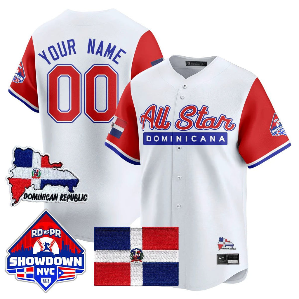 Custom Dominican Republic Jersey Baseball All-Star 2025 Stitched Red Sleeves by My Store