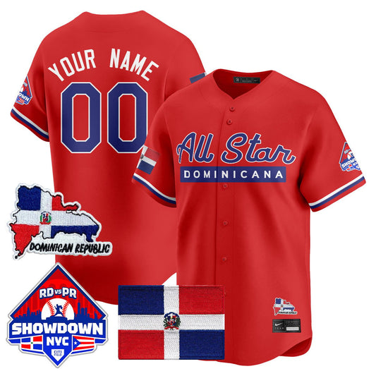 Custom Dominican Republic Jersey Baseball All-Star 2025 Stitched Red by My Store