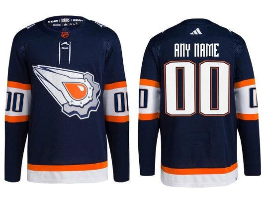Custom Edmonton Oilers Navy Reverse Retro 2.0 Jersey by Hockey David