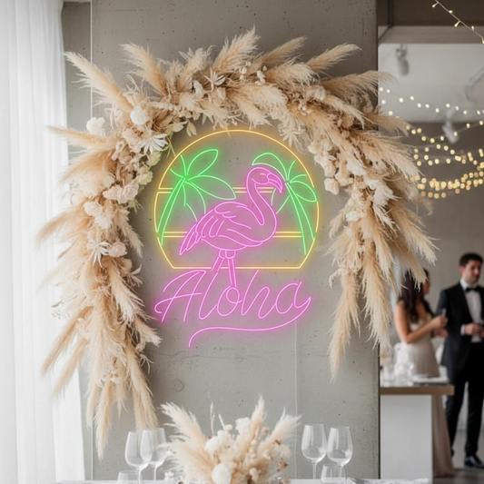 Custom Flamingo Neon Light Summer Palm Tree Led Light by Neonchics