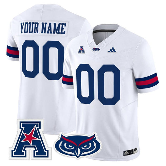 Custom Florida Atlantic Owls Jersey Name, Number 2025 All Stitched White by My Store NCAA Football Jerseys