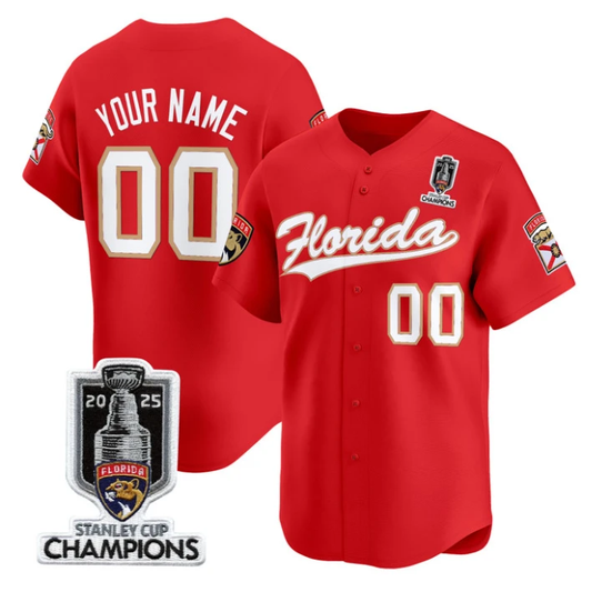 Custom Florida Panthers Baseball Jersey 2025 Stanley Cup Champions Red by My Store