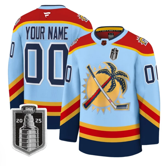 Custom Florida Panthers Jersey 2025 Stanley Cup Final Premium Stitched Blue by Hockey David