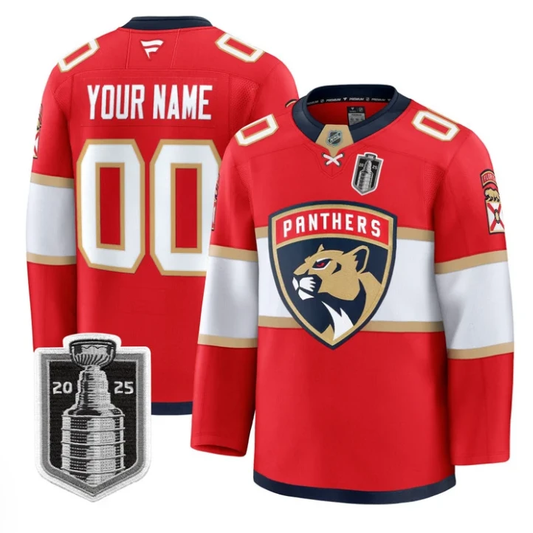 Custom Florida Panthers Jersey 2025 Stanley Cup Final Premium Stitched Red by Hockey David