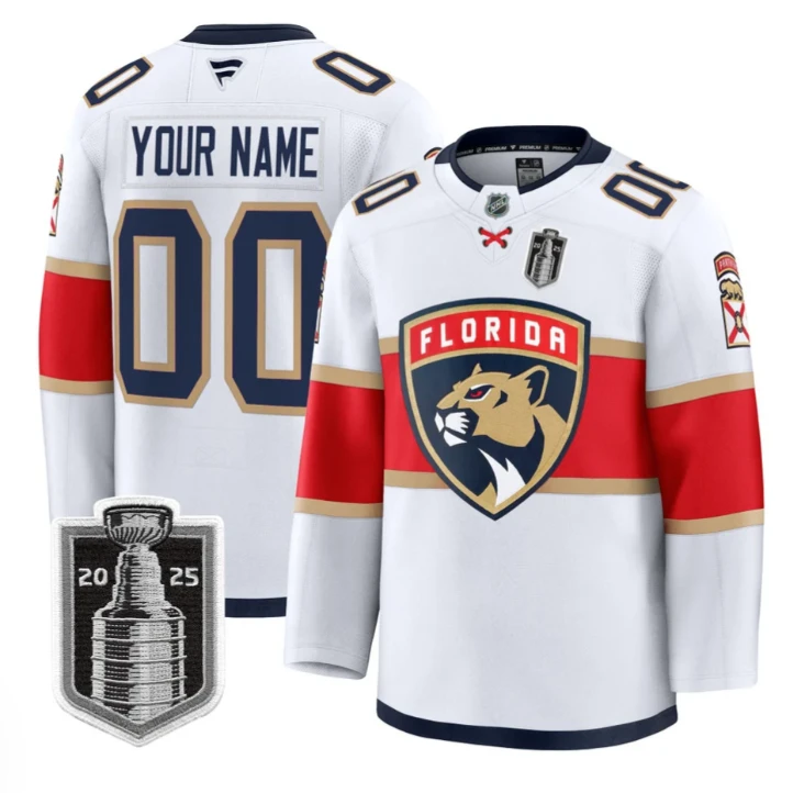 Custom Florida Panthers Jersey 2025 Stanley Cup Final Premium Stitched White by Hockey David