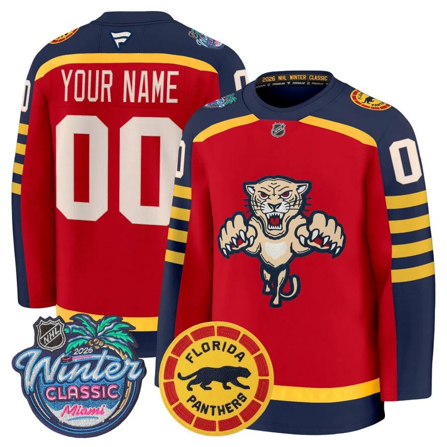 Custom Florida Panthers Jersey Name, Number 2026 Winter Classic Premium Stitched by Hockey David
