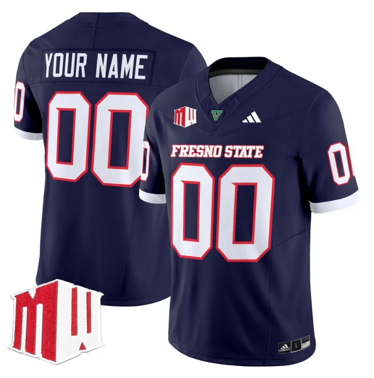 Custom Fresno State Bulldogs Jersey 2024 Vapor Limited Stitched Navy by NCAA Football Jersey