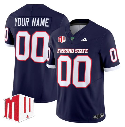 Custom Fresno State Bulldogs Jersey 2024 Vapor Limited Stitched Navy by NCAA Football Jersey