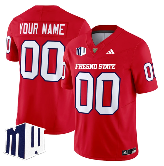 Custom Fresno State Bulldogs Jersey 2024 Vapor Limited Stitched Red by NCAA Football Jersey
