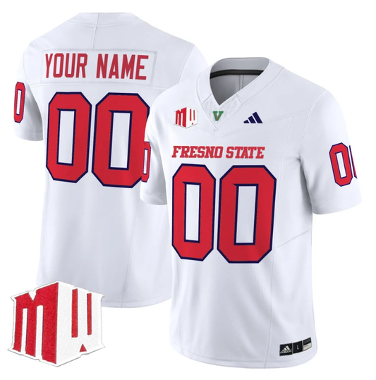 Custom Fresno State Bulldogs Jersey 2024 Vapor Limited Stitched White by NCAA Football Jersey