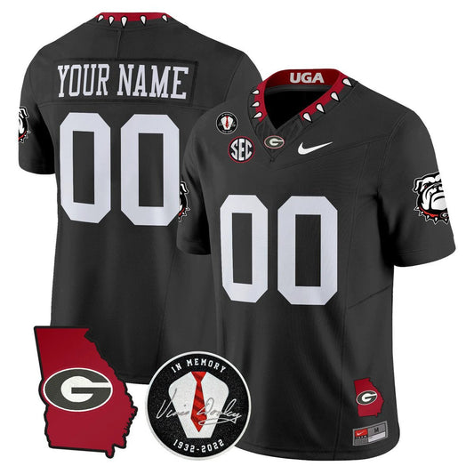 Custom Georgia Bulldogs Jersey 2025 Georgia Map, Vince Dooley Patch Black by My Store NCAA Football Jerseys